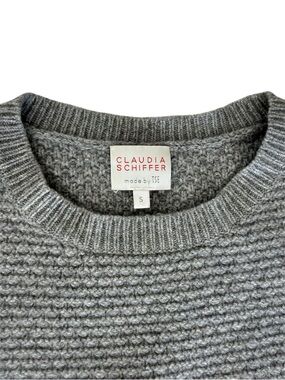 TSE -Claudia Schiffer design Cozy Gray Textured Cashmere Sweater